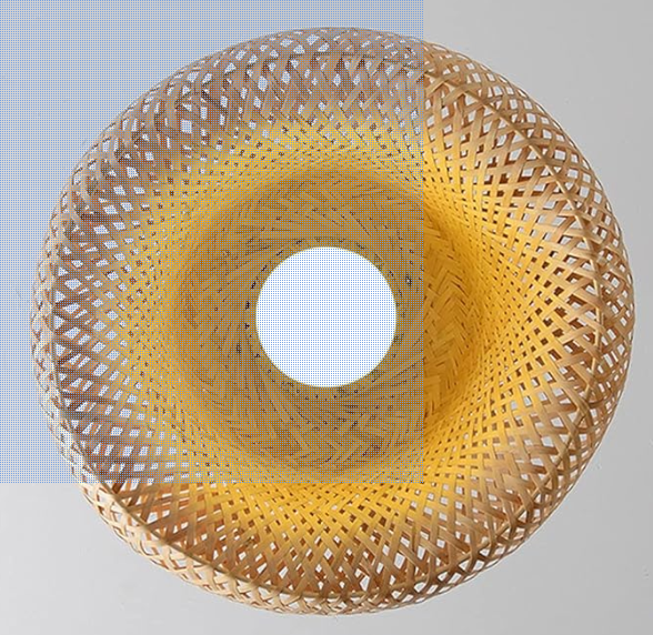 Double-Layer Woven Bamboo Pendant Light Lampshade Open Rattan Hollow Retro Decoration Pendant Lighting Natural Woven Hanging Lamp with Adjustable Cord