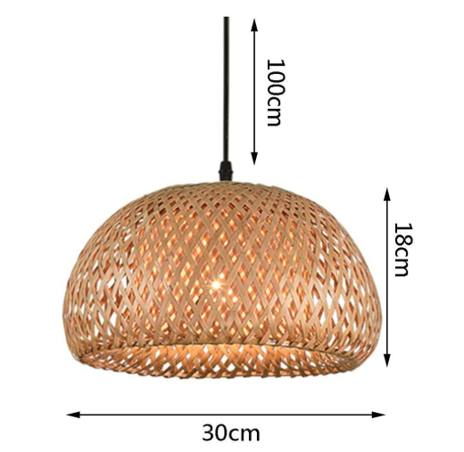 Double-Layer Woven Bamboo Pendant Light Lampshade Open Rattan Hollow Retro Decoration Pendant Lighting Natural Woven Hanging Lamp with Adjustable Cord