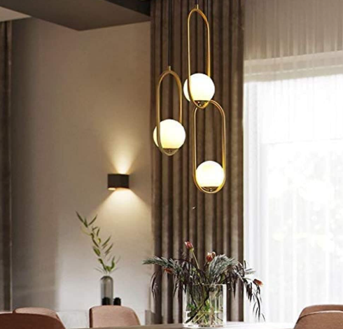 Gold Metal Glass Hanging Light/Lamps for Bedroom, Restaurants, Café