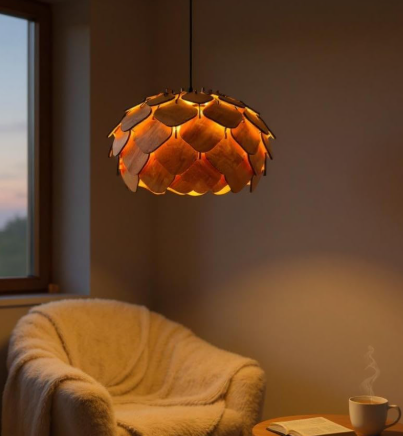 Wood Pendant lamp, Wooden Ceiling lamp, Wooden Hanging lamp handicrafted Home decore Chandelier Light