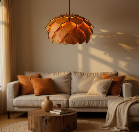 Wood Pendant lamp, Wooden Ceiling lamp, Wooden Hanging lamp handicrafted Home decore Chandelier Light