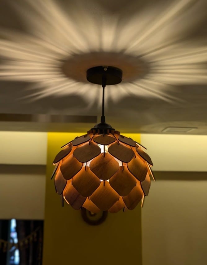 Wood Pendant lamp, Wooden Ceiling lamp, Wooden Hanging lamp handicrafted Home decore Chandelier Light