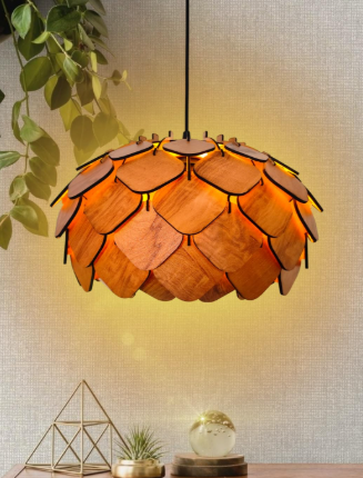 Wood Pendant lamp, Wooden Ceiling lamp, Wooden Hanging lamp handicrafted Home decore Chandelier Light