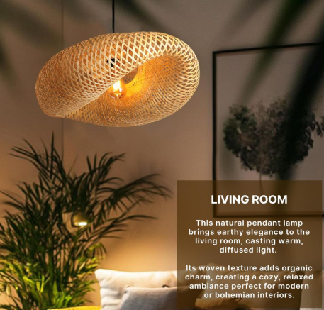Bamboo Pendant Lights | Boho Lampshade | Cane Lampshade | Rattan Lamp Shade | Wicker Lamps